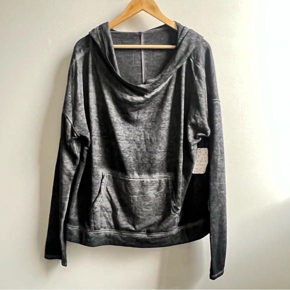 Free People Tops - We The Free People Marked Black Hooded Pullover Tunic  Size Medium grunge